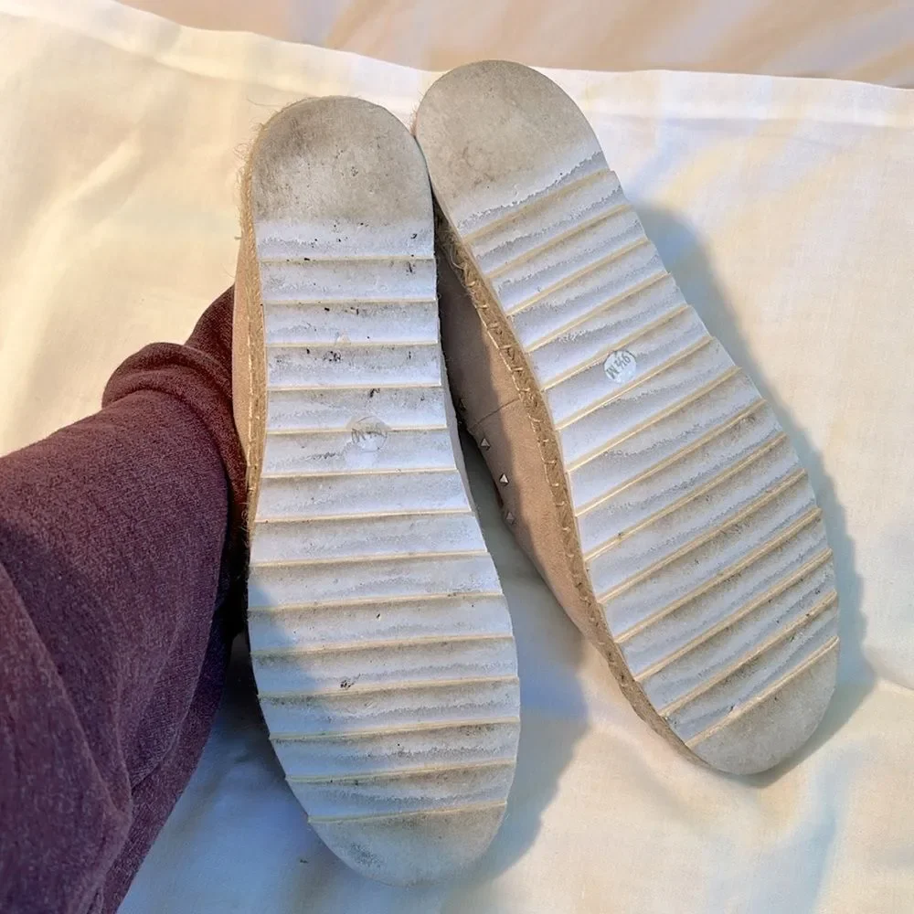 Ladies Marc Fisher Pink Suede Rockstud Espadrilles Size 9.5